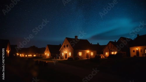 Starry Night Village Houses.