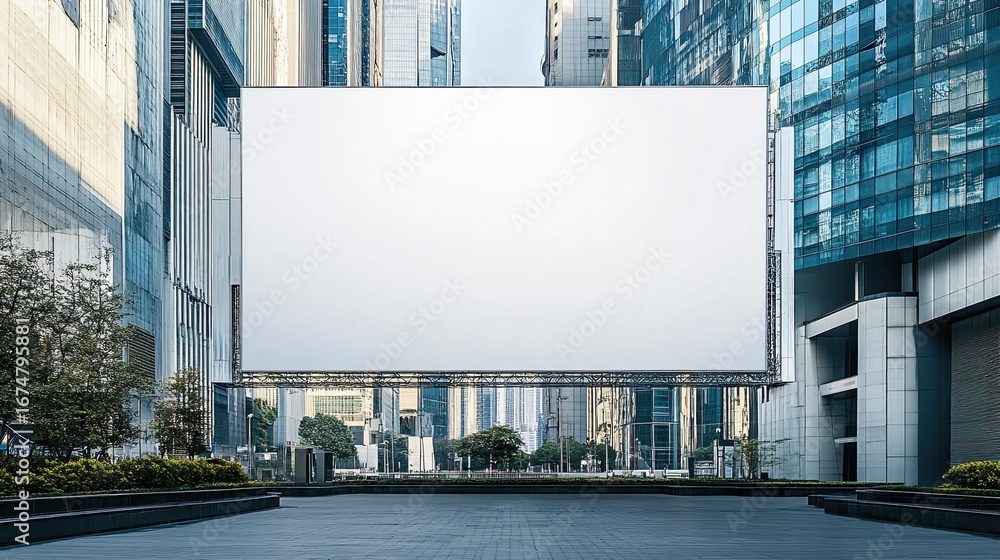 Obraz premium Blank billboard between buildings