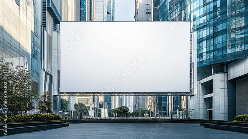 Blank billboard between buildings