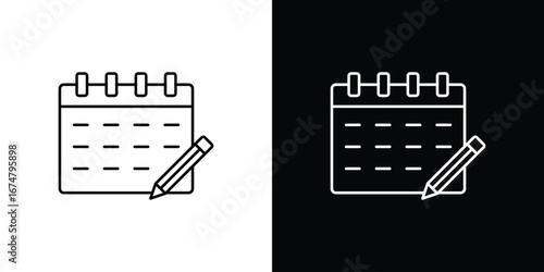 Calendar pen icon symbols. Simple pictograms for web sites and mobile app