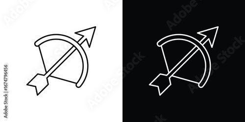 Bow arrow icon symbols. Simple pictograms for web sites and mobile app