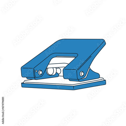 A simple vector illustration of a blue two-hole paper puncher isolated on a plain white background.