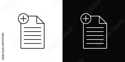 Add document icon symbols. Simple pictograms for web sites and mobile app