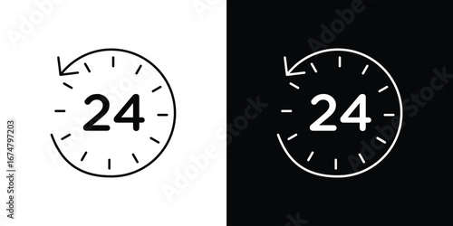 24 Hrs icon symbols. Simple pictograms for web sites and mobile app