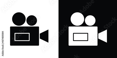 Video camera icon collection flat style - stock vector.