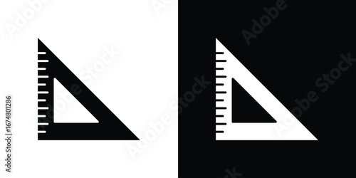 Triangle ruler icon collection flat style - stock vector.