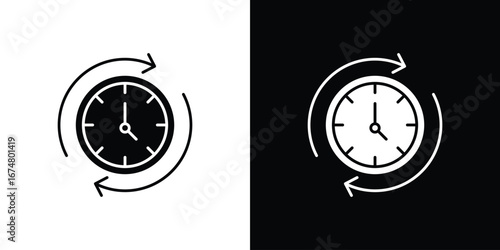 Time forward icon collection flat style - stock vector.