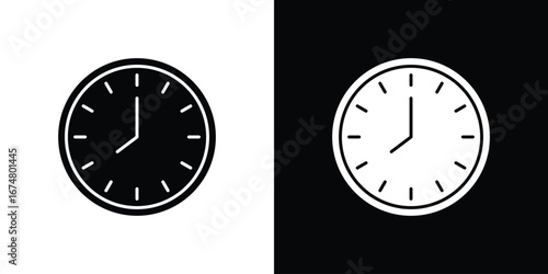 Time clock icon collection flat style - stock vector.