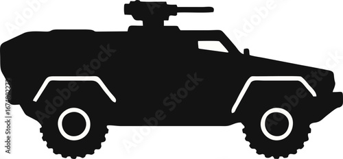 APC Silhouette – Flat Vector Armored Personnel Carrier Military Icon