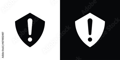 Shield exclamation icon collection flat style - stock vector.
