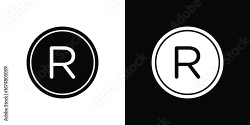 Registered icon collection flat style - stock vector.