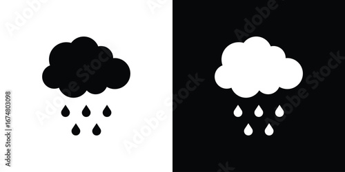 Rain icon collection flat style - stock vector.