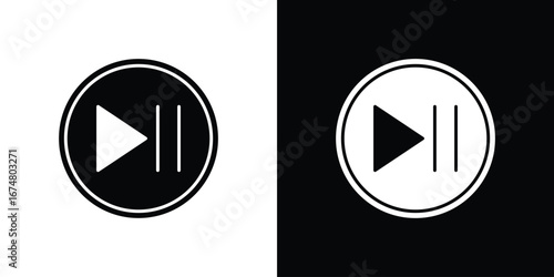 Play pause icon collection flat style - stock vector.