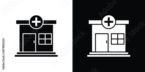 Pharmacy icon collection flat style - stock vector.