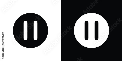 Pause icon collection flat style - stock vector.
