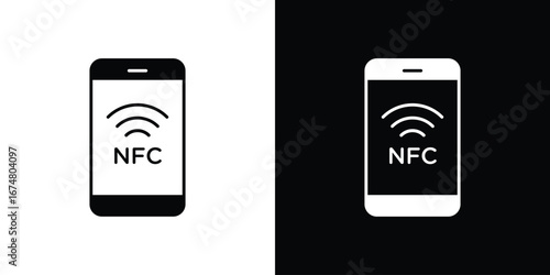 NFC communication icon collection flat style - stock vector.