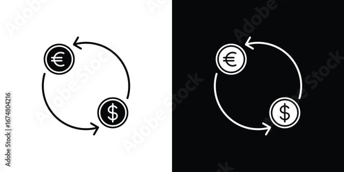Money exchange icon collection flat style - stock vector.