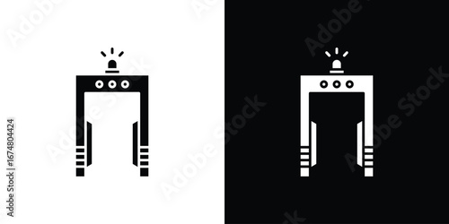 Metal detector icon collection flat style - stock vector.