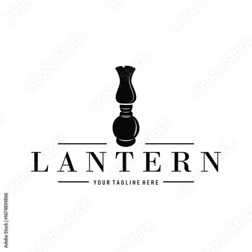 Lantern logo design vintage retro old lamp with a cool modern black silhouette concept, template illustration symbol