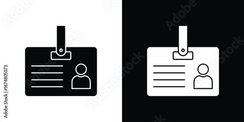 ID badge icon collection flat style - stock vector.