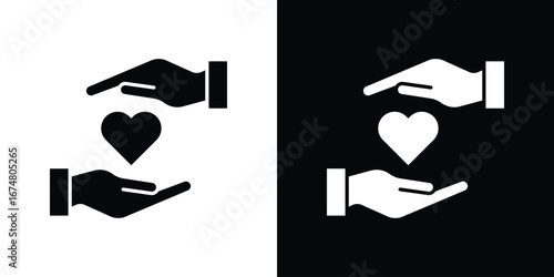 Hand holding heart icon collection flat style - stock vector.