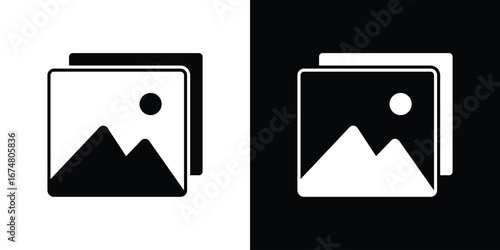 Gallery icon collection flat style - stock vector.