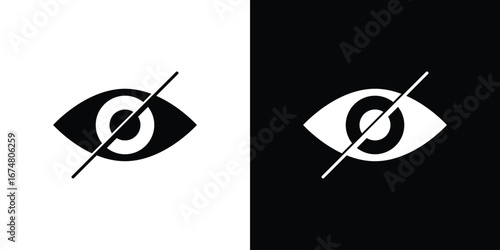 Eye crossed icon collection flat style - stock vector.