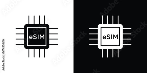 ESIM icon collection flat style - stock vector.