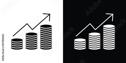 Earning icon collection flat style - stock vector.