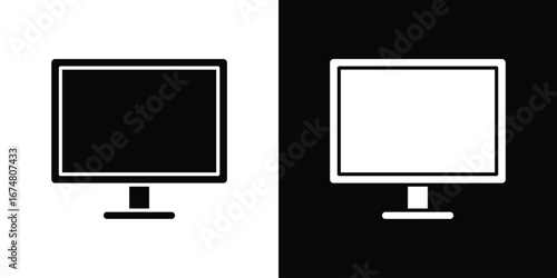Computer screen icon collection flat style - stock vector.