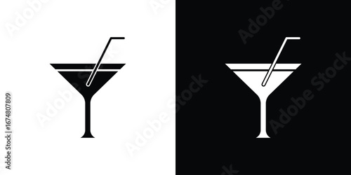 Cocktail icon collection flat style - stock vector.