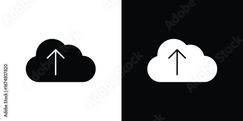 Cloud upload icon collection flat style - stock vector.