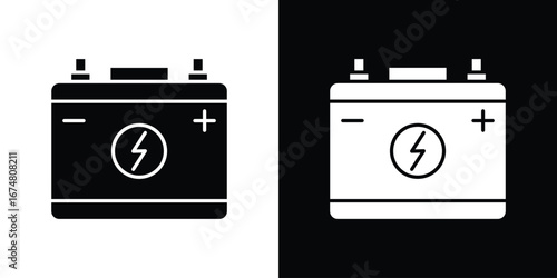 Car battery icon collection flat style - stock vector.