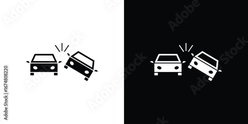 Car crash icon collection flat style - stock vector.