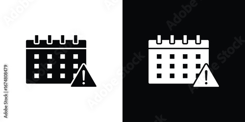 Calendar exclamation icon collection flat style - stock vector.