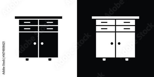 Cabinet icon collection flat style - stock vector.