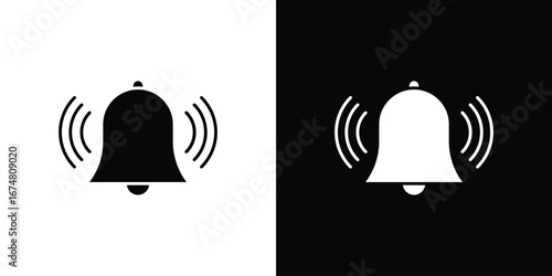 Bell ring icon collection flat style - stock vector.