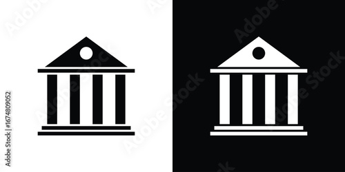Bank icon collection flat style - stock vector.
