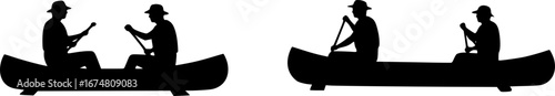 people on canoe silhouette vector
