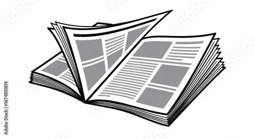 Open newspaper vector illustration icon for news reporting concept