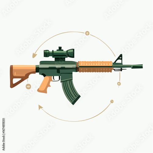 Advanced Combat Rifle with High-Tech Smart Scope Illustration - AI Generated