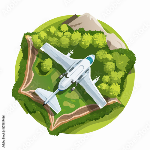 Military Drone Flying Over Forest and Mountain - AI Generated