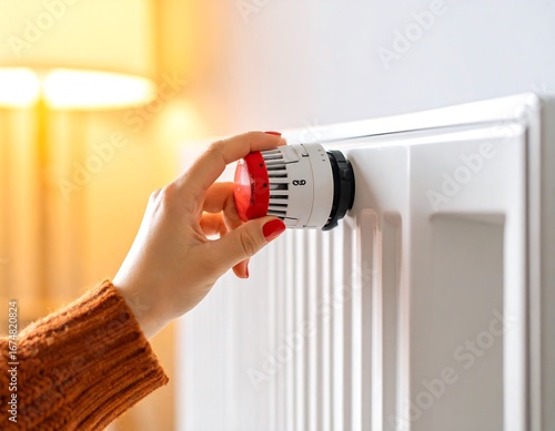 Adjusting a white radiator thermostat