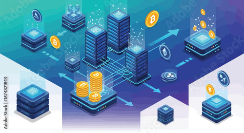 Cryptocurrency Data Center Secure Servers, Blockchain Transactions, Digital Assets