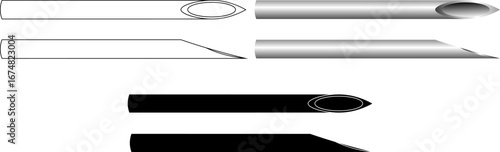 outline silhouette hypodermic needle icon set