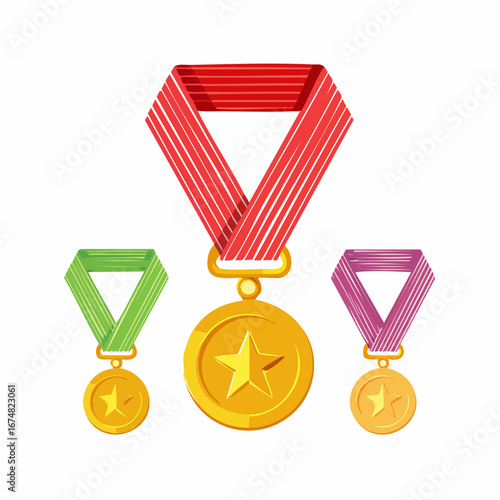 Army Gold Medal with Colorful Ribbons - AI Generated