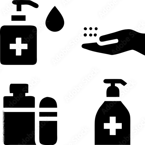 Effective hand hygiene vector art, promote well-being with clean hands and essential sanitizing supplies