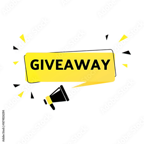 Vector illustration of a giveaway announcement banner with a loudspeaker icon for advertising, promotions, and contests