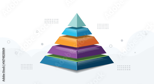 Colorful pyramid diagram Visual representation of hierarchical data and processes