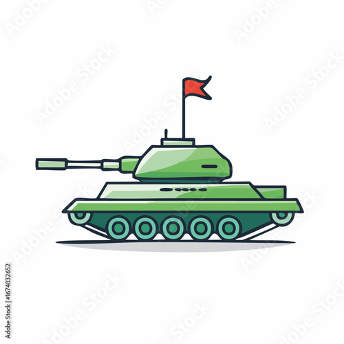 Military Tank with Red Flag - AI Generated